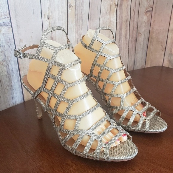 NWOB Steve Madden Saedee Gold Glitter Cage Heels - Picture 3 of 7